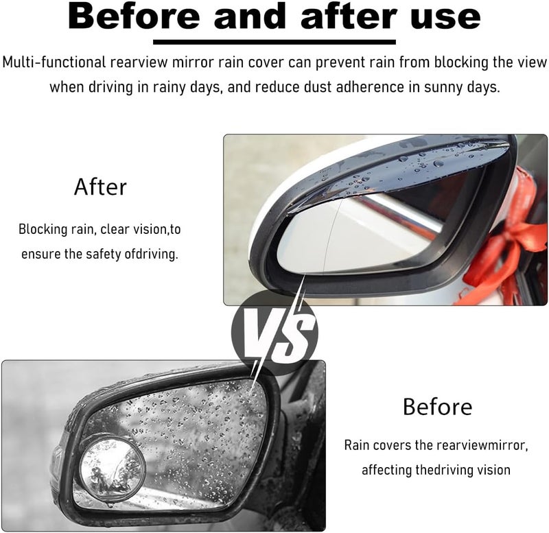 Wevdn 2 PCS Mirror Rain Visor Eyebrow, Waterproof PVC Auto Exterior Rear View Mirror Rain Visor Guard, Rainproof Side Mirror Rain Visor Eyebrow Cover for SUV Truck, Car Accessories (Black) - Image 4